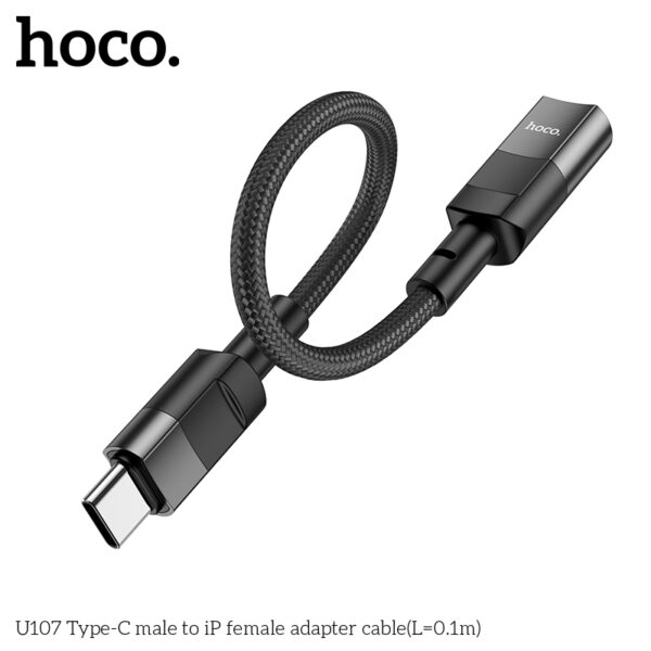Hoco U107 Type-C male to iP female adapter cable(L=0.1m) - Image 3
