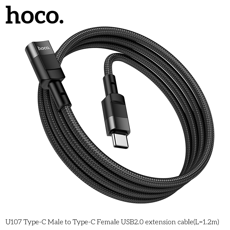 Hoco U107 Type-C Male to Type-C Female USB2.0 extension cable(L=1.2m - Image 3