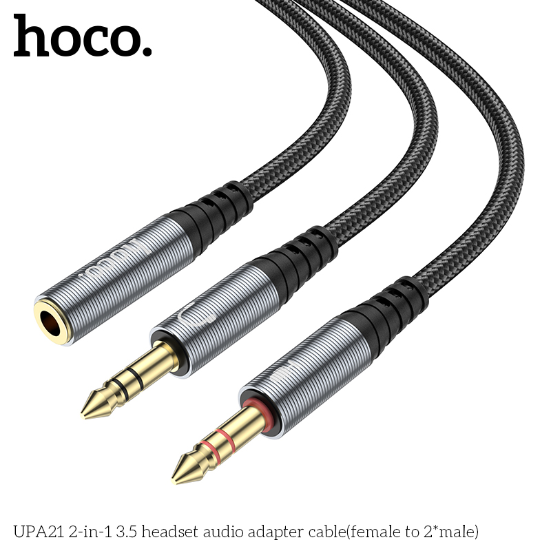 Hoco UPA21 2-in-1 3.5 headset audio adapter cable(female to 2*male) - Image 3