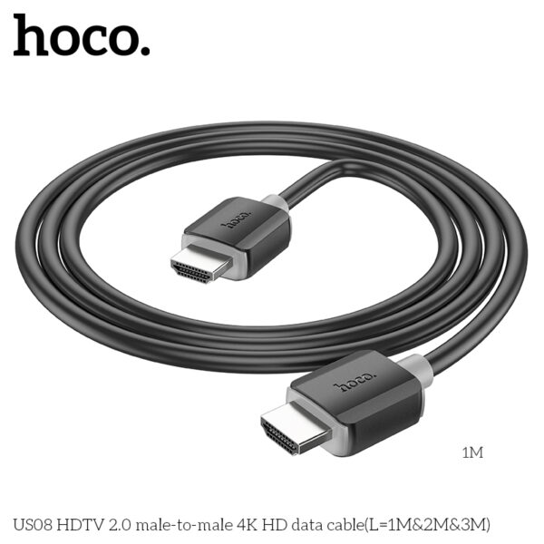 Hoco US08 HDTV 2.0 male-to-male 4K HD data cable(L=1M) - Image 3