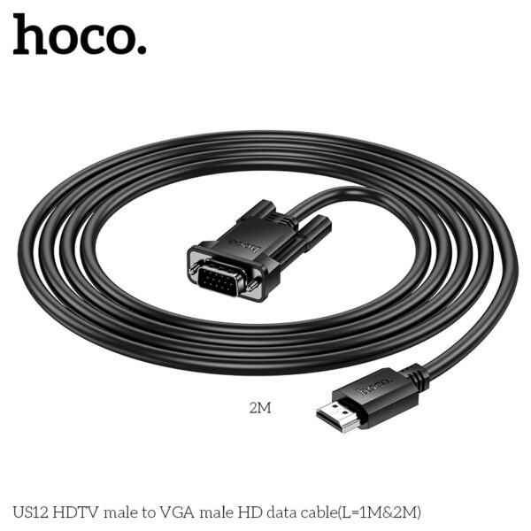 Hoco US12 HDTV male to VGA male HD data cable(L=2M) - Image 3