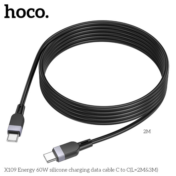 Hoco X109 Energy 60W silicone charging data cable C to C(L=2M) - Image 3