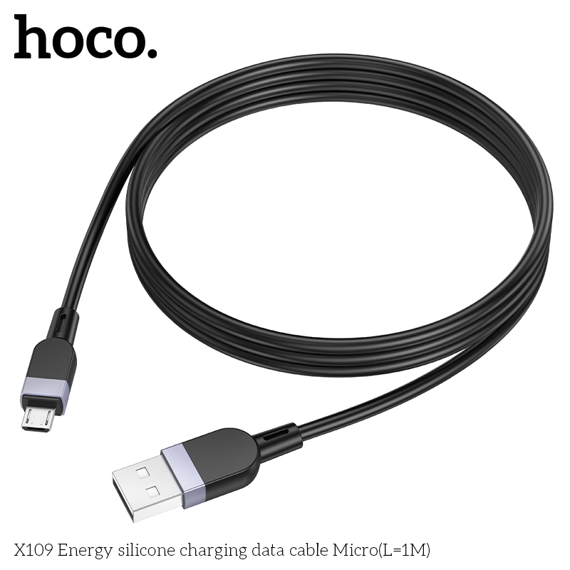 Hoco X109 Energy silicone charging data cable Micro(L=1M) - Image 3