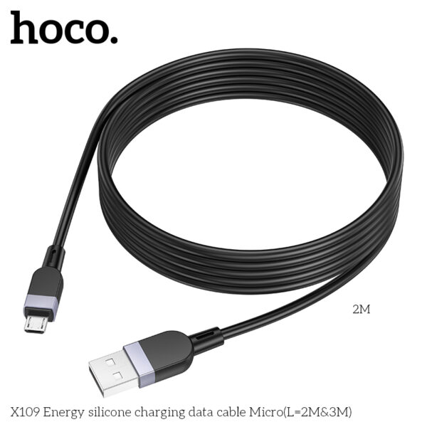 Hoco X109 Energy silicone charging data cable Micro(L=2M) - Image 3