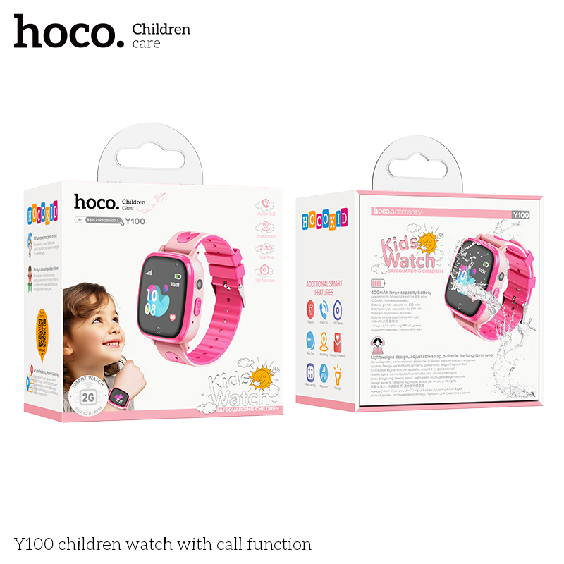 Hoco Y100 Pink children watch with call function - Image 2