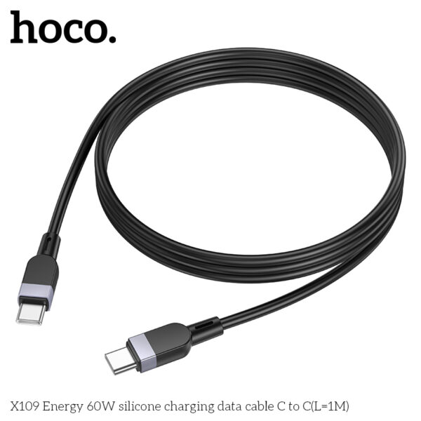 Hoco X109 Energy 60W silicone charging data cable C to C(L=1M) - Image 3