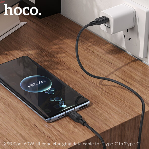 Hoco X90 Cool 60W silicone charging data cable for Type-C to Type-C - Image 4