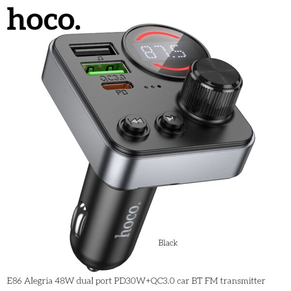 Hoco E86 Alegria 48W dual port PD30W+QC3.0 car BT FM transmitter