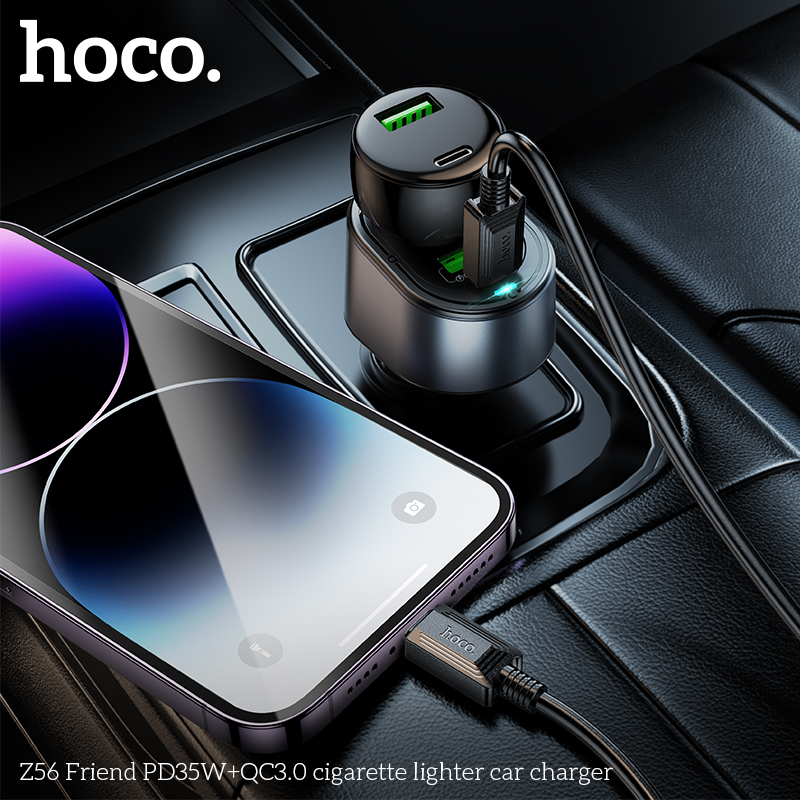 Hoco Z56 Friend PD35W+QC3.0 cigarette lighter car charger — изображение 3