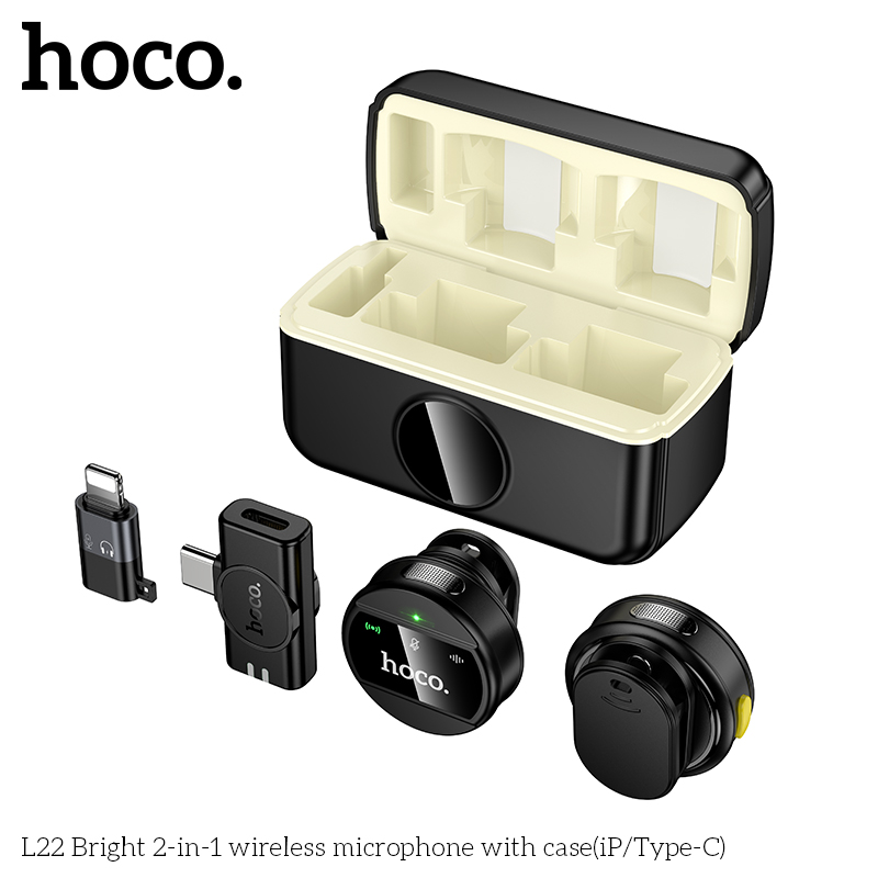Hoco L22 Bright 2-in-1 wireless microphone with case(iP/Type-C)