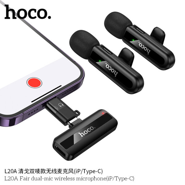 Hoco L20A Fair dual-mic wireless microphone(iP/Type-C)