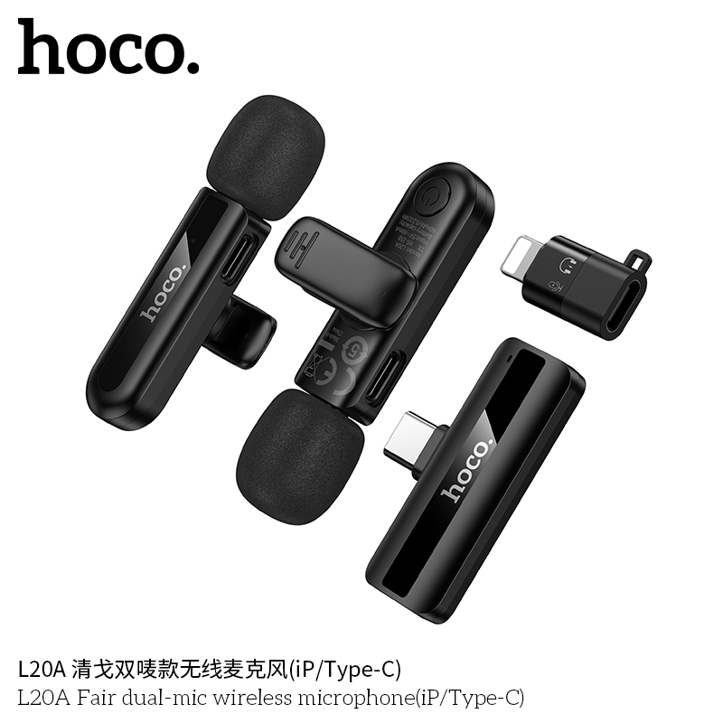Hoco L20A Fair dual-mic wireless microphone(iP/Type-C) — изображение 3