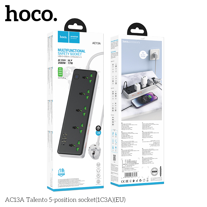 Hoco AC13A Talento 5-position socket(1C3A)(EU) - Image 2