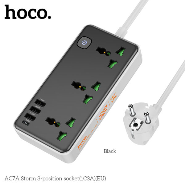 Hoco AC7A Storm 3-position socket(1C3A)(EU)