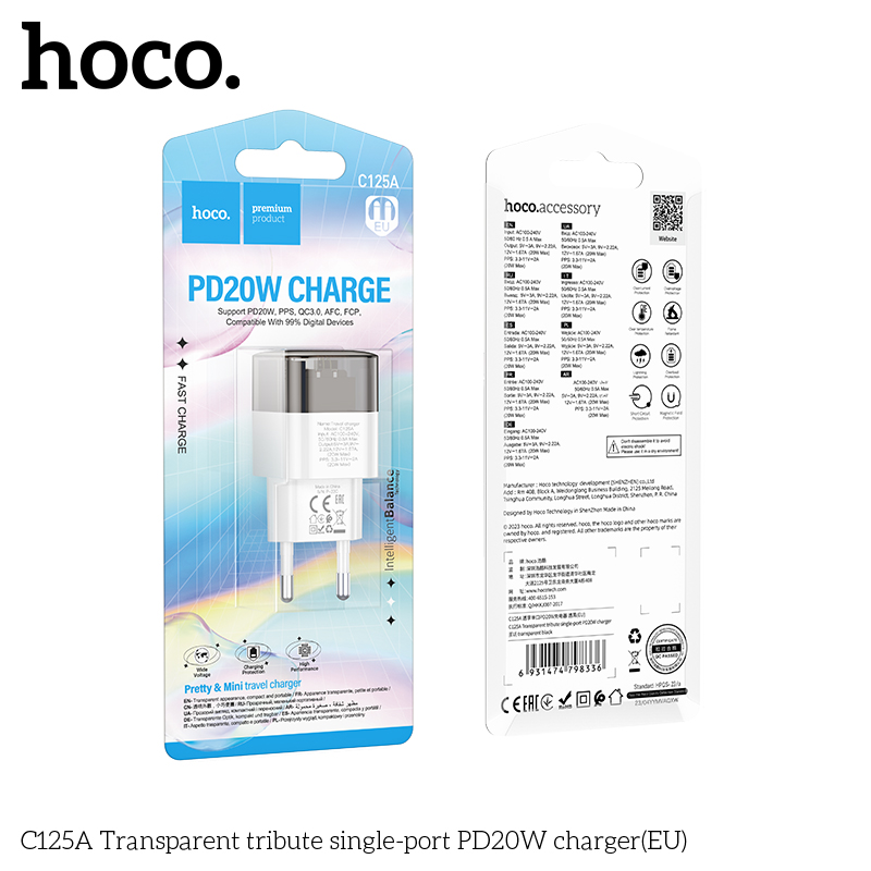 Hoco C125A Transparent tribute single-port PD20W charger(EU) - Image 2