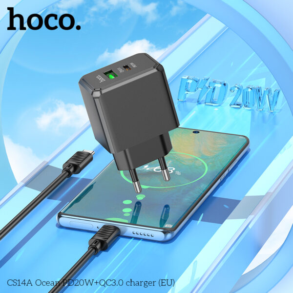 Hoco CS14A Ocean PD20W+QC3.0 charger(EU) - Image 3