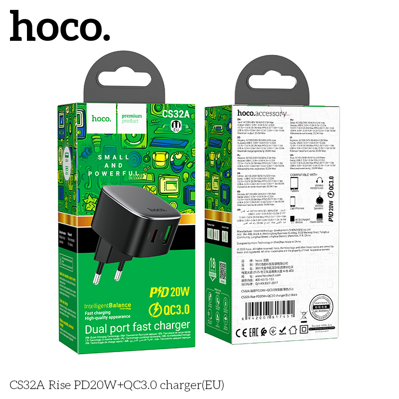 Hoco CS32A Rise PD20W+QC3.0 charger(EU) - Image 2