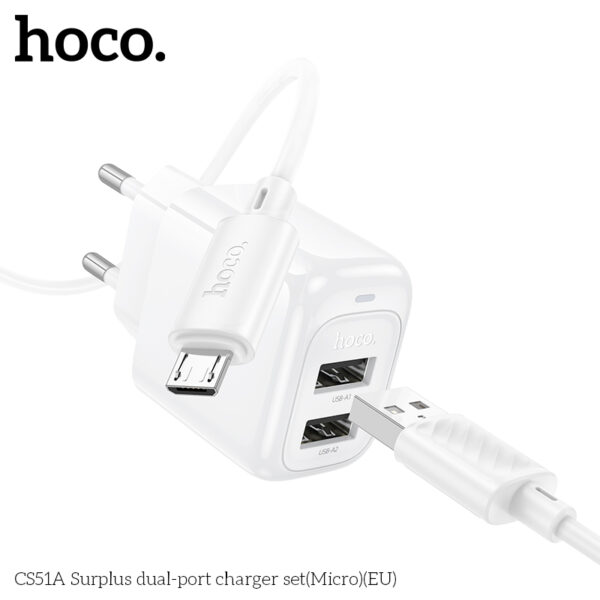 Hoco CS51A Surplus dual-port charger set(Micro)(EU) - Image 3