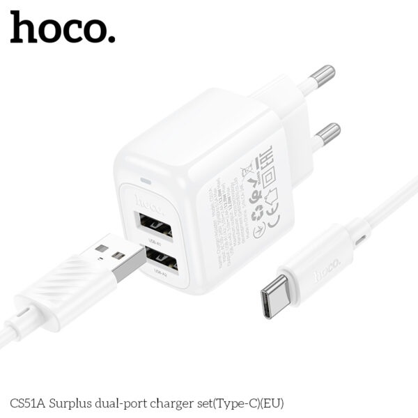 Hoco CS51A Surplus dual-port charger set(Type-C)(EU)