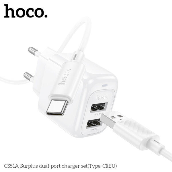 Hoco CS51A Surplus dual-port charger set(Type-C)(EU) - Image 3