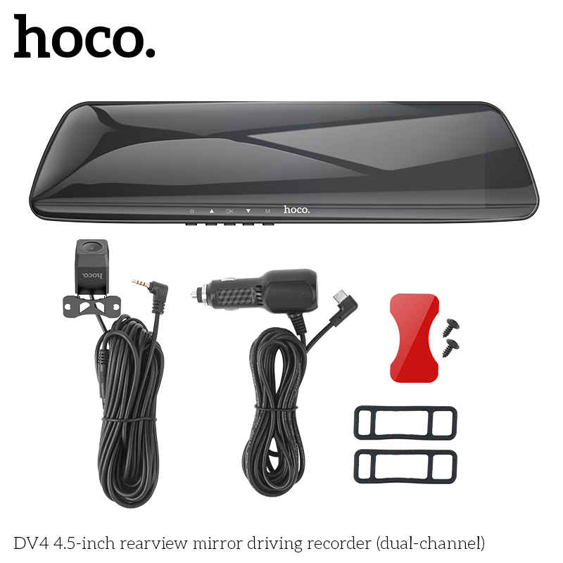 Hoco DV4 4.5-inch rearview mirror driving recorder(dual-channel) - Image 3