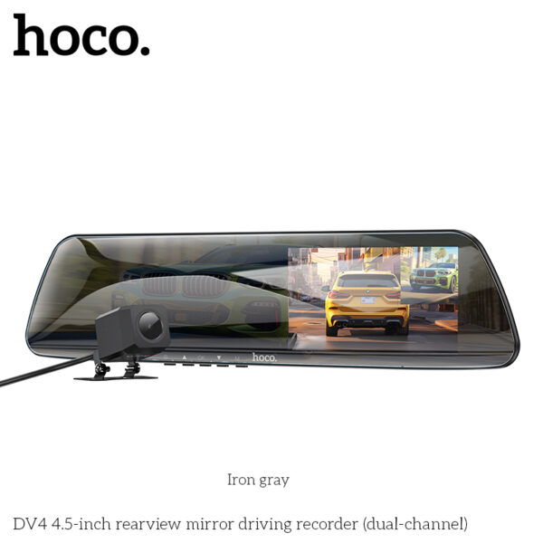 Hoco DV4 4.5-inch rearview mirror driving recorder(dual-channel)