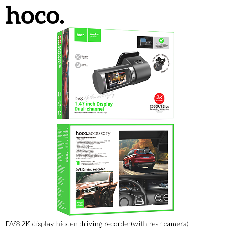 Hoco DV8 2K display hidden driving recorder(with rear camera) - Image 2
