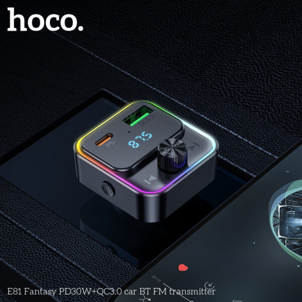 Hoco E81 Fantasy PD30W+QC3.0 car BT FM transmitter - Image 3