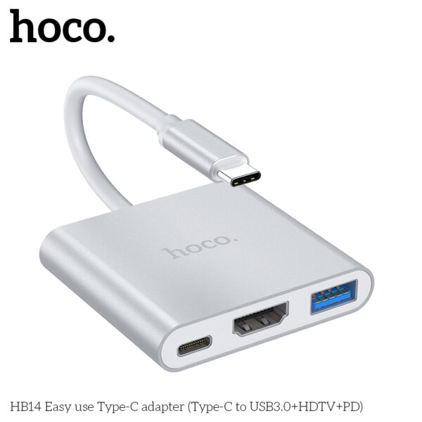 Hoco HB14 Easy use Type-C adapter(Type-C to USB3.0+HDMI+PD)