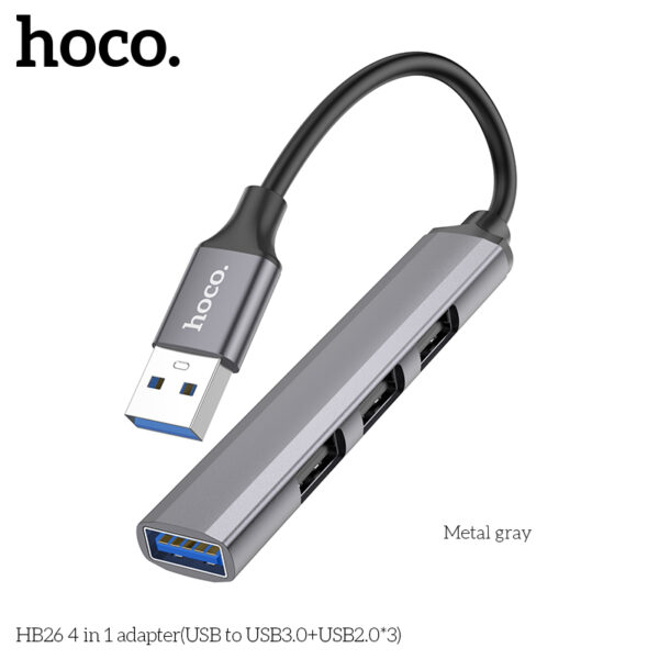 Hoco HB26 4 in 1 adapter(USB to USB3.0+USB2.0*3)