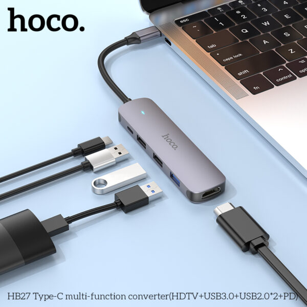 Hoco HB27 Type-C multi-function converter(HDTV+USB3.0+USB2.0*2+PD) - Image 3