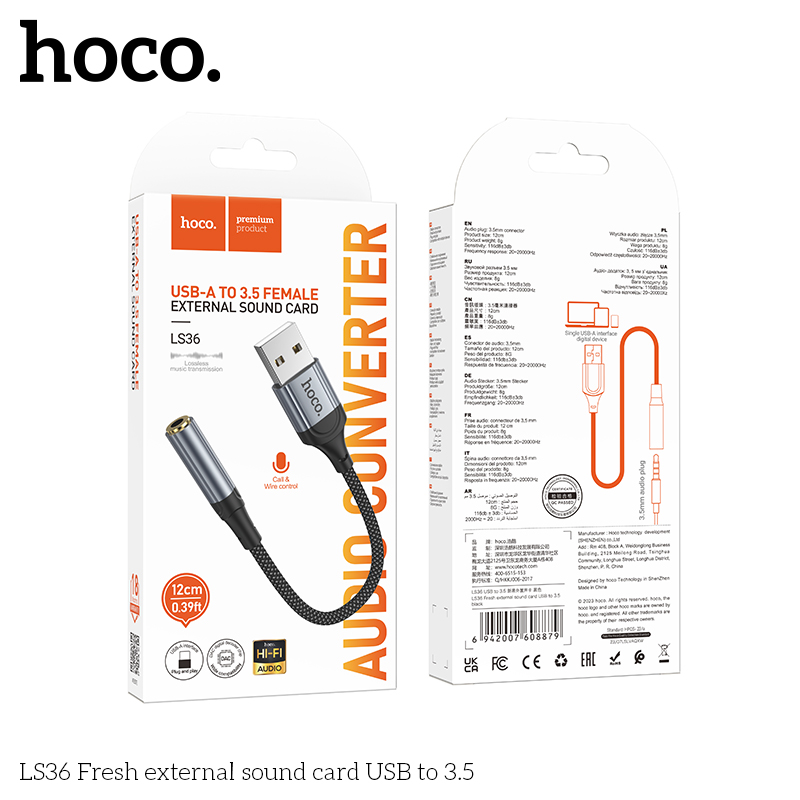 Hoco LS36 Fresh external sound card USB to 3.5 - Image 2