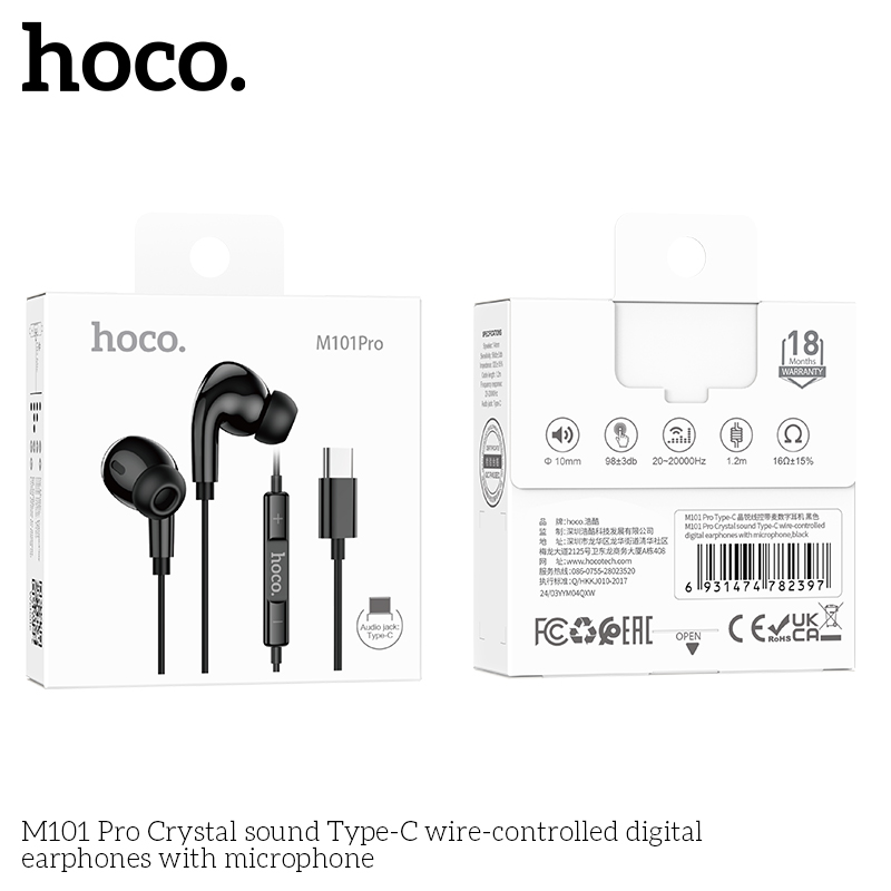 Hoco M101 Pro Type-C wire-controlled digital earphones with microphone - Image 2