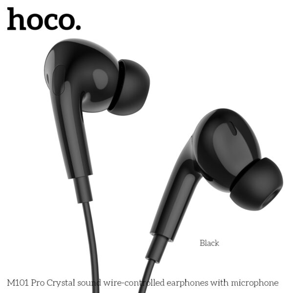 Hoco M101 Pro Black wire-controlled earphones with microphone