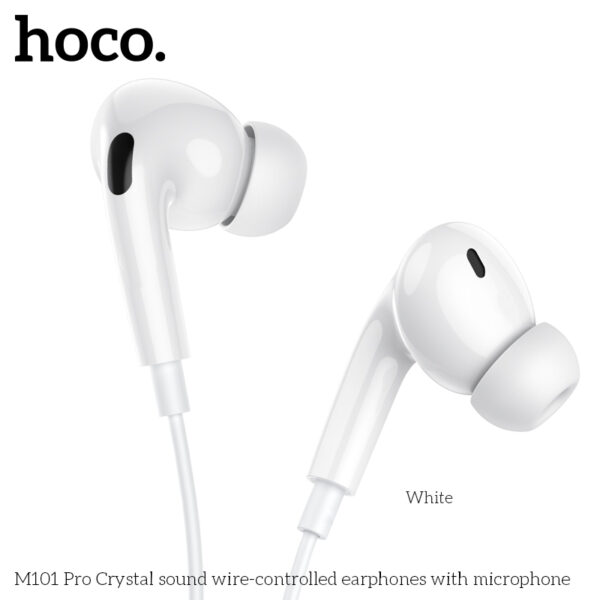 Hoco M101 Pro White wire-controlled earphones with microphone