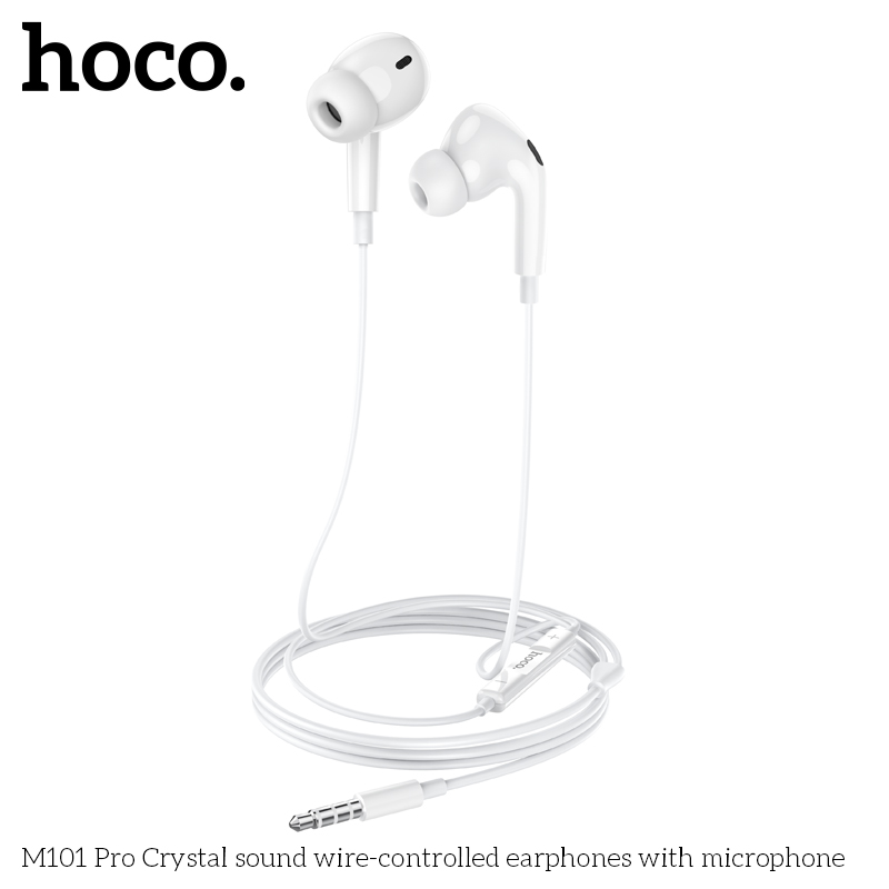 Hoco M101 Pro White wire-controlled earphones with microphone - Image 3