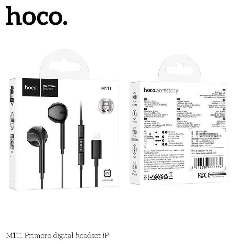 Hoco M111 Primero Black digital headset iP - Image 2